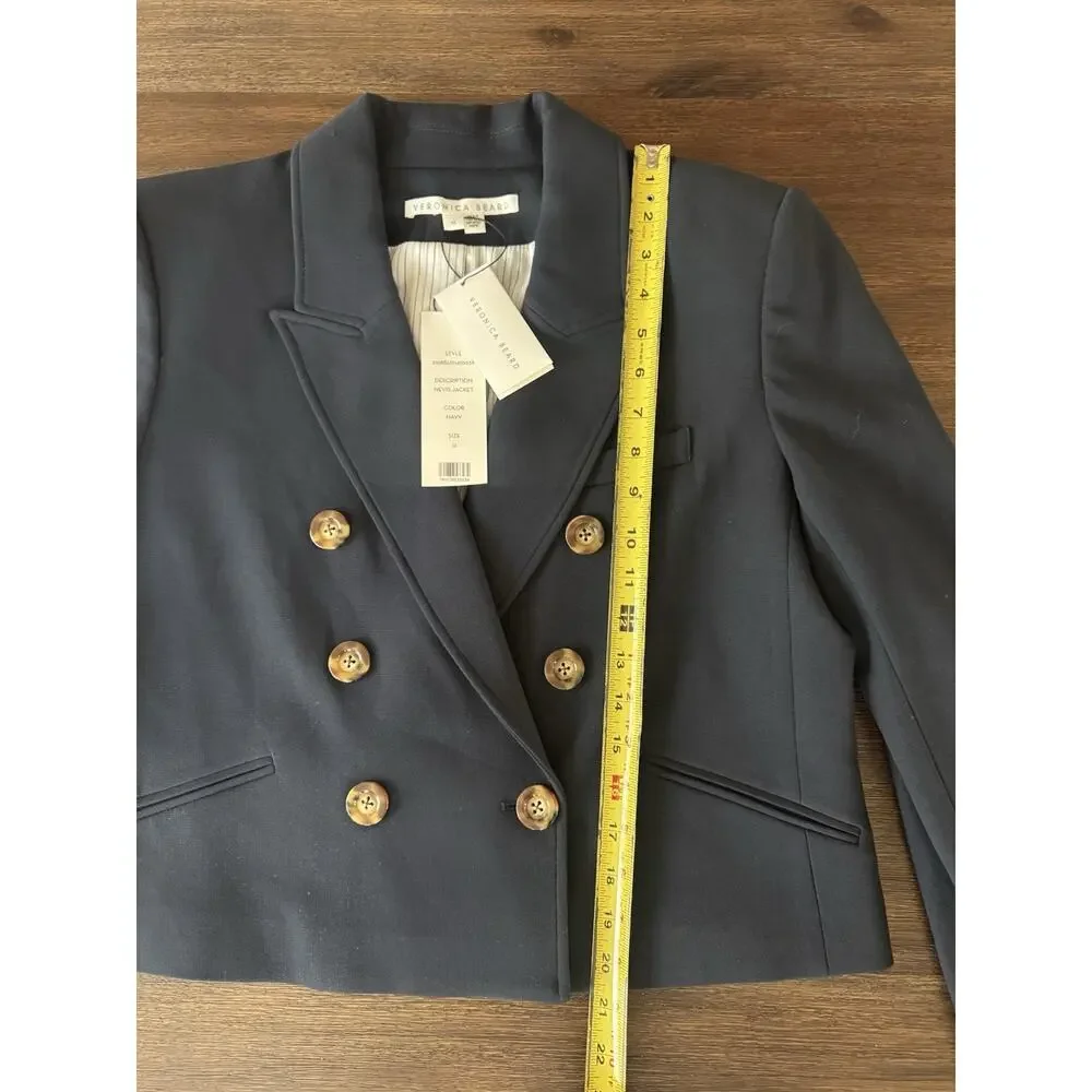 Veronica Beard Blazer Navy Blue Navis Cropped Dickey Jacket Womens 12 NWT - Picture 11 of 11